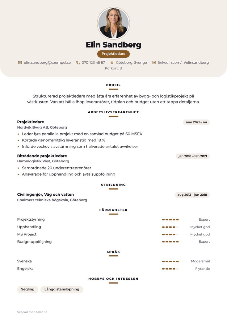 CV-exempel — mallen Avstamp